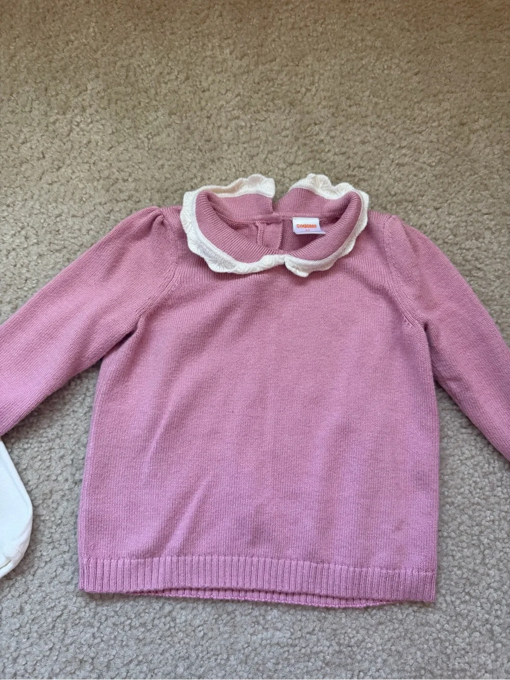 Lot of 2 Girls Gymboree tops with Peter Pan collars - white and pink 4T